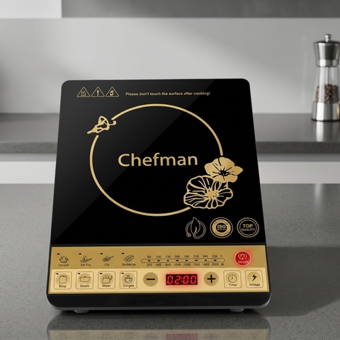 Chefman 2000W Induction Cooktop with Touch Control, LED Display, Multiple Cooking Modes, Fast Heating, Timer & Temperature Control, Energy Efficient Portable Electric Cooktop for Home Kitchen