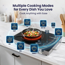 Chefman Premium 2200W Infrared Induction Stove - 3 Cooking Presets, Elegant Crystal Glass, Easy Soft Touch Buttons for Precision Cooking
