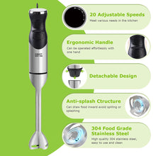 Chefman Hand Blender for Kitchen 1500 Watts|Super Silent DC Motor| Variable Speed & Turbo Function| 600ML Chopper& Multipurpose Jar