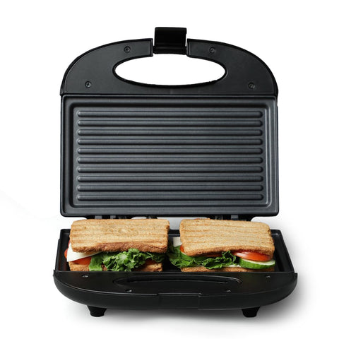 Chefman 800 Watt Grill Sandwich Toaster with Fixed Grill Plates, Black