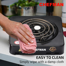 CHEFMAN| 1000W Hot Plate Cooktop Grill: Shockproof, Compact, and Efficient Electric Coil Cooking | Heat-Resistant Outer Body