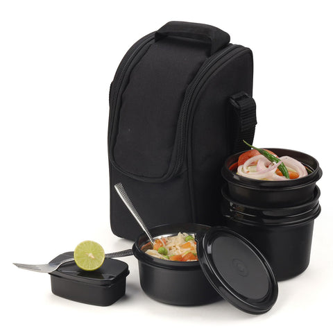 Chefman Lunch Box With Steel Cutlery,3 Microwave Safe Inner Steel Containers