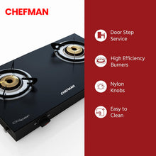 Chefman 2 Burner Gas Stove Top for Kitchen - Manual Ignition Cooktop Modern Glass Stove for Modular Kitchen