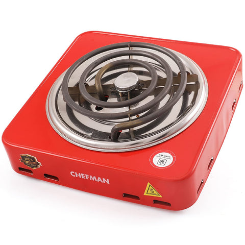 Chefman 1000W Hot Plate Cooktop Grill: Shockproof, Compact, and Efficient Electric Cooking Solution