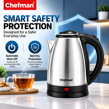 Chefman Electric Kettle 1.8L 1500W Stainless Steel Water Boiler with Fast Heating, Auto Shut-Off, Boil-Dry Protection & 360° Swivel Base for Home & Office