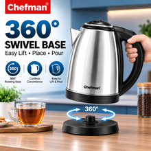 Chefman Electric Kettle 1.8L 1500W Stainless Steel Water Boiler with Fast Heating, Auto Shut-Off, Boil-Dry Protection & 360° Swivel Base for Home & Office