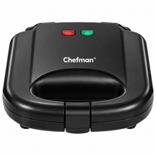 Chefman 800W Electric Grill Sandwich Toaster with Non-Stick Fixed Grill Plates, Auto Cut-Off, Dual Indicator Lights, Heat-Resistant Body & Compact Design, Black