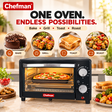 Chefman 12L Electric OTG Oven Toaster Griller for Baking Cakes, Pizza, Cookies, Toasting & Roasting with Adjustable Temperature, Timer & Glass Door