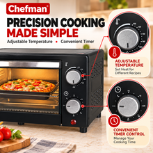 Chefman 12L Electric OTG Oven Toaster Griller for Baking Cakes, Pizza, Cookies, Toasting & Roasting with Adjustable Temperature, Timer & Glass Door