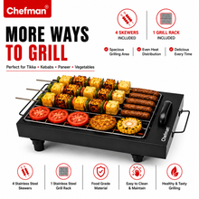 Chefman 2-in-1 Electric & Charcoal Barbeque Grill 2000W with Detachable Stainless Steel Heating Element, 4 Skewers & 1 Grill Rack for Home & Outdoor BBQ Cooking | Patent Design