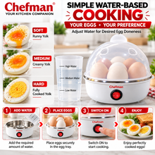 Chefman Electric Egg Boiler with Transparent Dome Lid, Compact Egg Cooker, Easy ON/OFF Switch, Water-Based Cooking for Soft, Medium & Hard Boiled Eggs