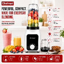 Chefman Nutri Blender 450W with 2 Blending Jars, Compact Personal Smoothie Maker, Rotary Control, Multi-Purpose Mixer for Shakes, Juices & Food Preparation